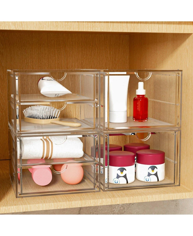 Xdovet Makeup Organizer 4 Pack Drawer Transparent Desktop Storage Office Supplies Home