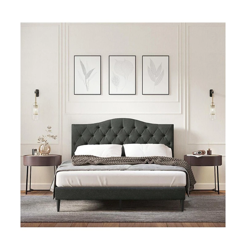Glenwillow Home Upholstered Complete Bed Queen Stone