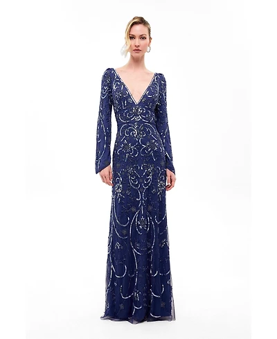 Beauut Women's Deep Neck Embellished Sequins Maxi Dress