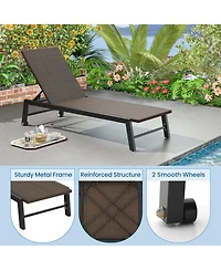 Gymax Patio Pe Rattan Chaise Lounge Outdoor Recliner with 5-Level Backrest Backyard Poolside