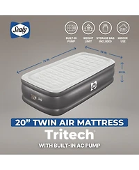 Sealy Tritech Twin Sized 20 Air Mattress Bed 2 Person Built-In Ac Pump and Bag