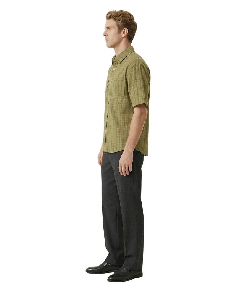 Modenaire Men's Plaid Short-Sleeve Button-Front Shirt