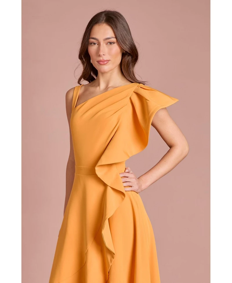 Coast Women's One Shoulder Crepe Ruffle Midi Dress