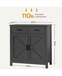 Clihome Modern Black Kitchen Storage Cabinet Buffet Cabinet with Storage, Coffee Bar Cabinet with 2 Drawers and 2 Doors