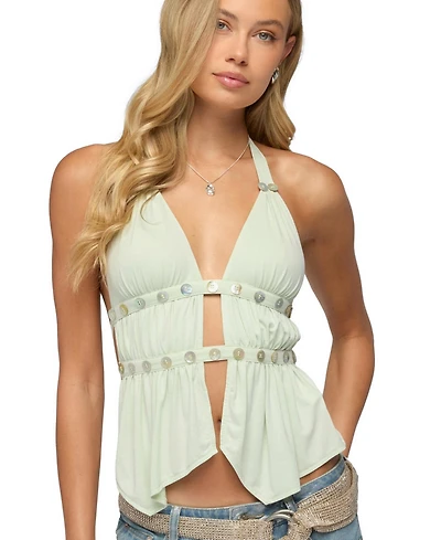 Edikted Women's Izora Button Split Front Top