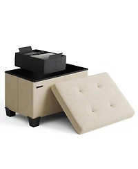 Nestl 16-Inch Velvet Cube Storage Ottoman with Bin, Small Foot Stool and Seat for Living Room