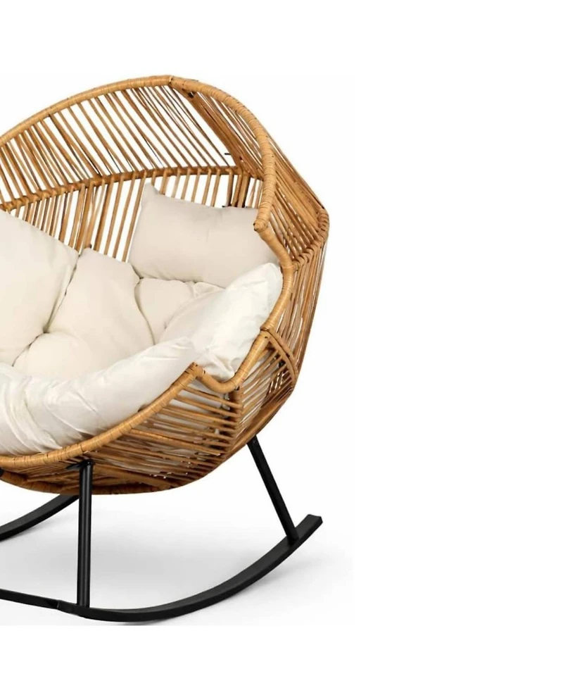 gaomon Oversized Ergonomic Rattan Lounge Wicker Rocking Egg Chair for Living Room, Backyard, Garden with Pedal