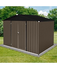 Mondawe 8 x 6 Feet Outdoor Metal Storage Shed With Apex Roof, Lockable Garden Tool Shed