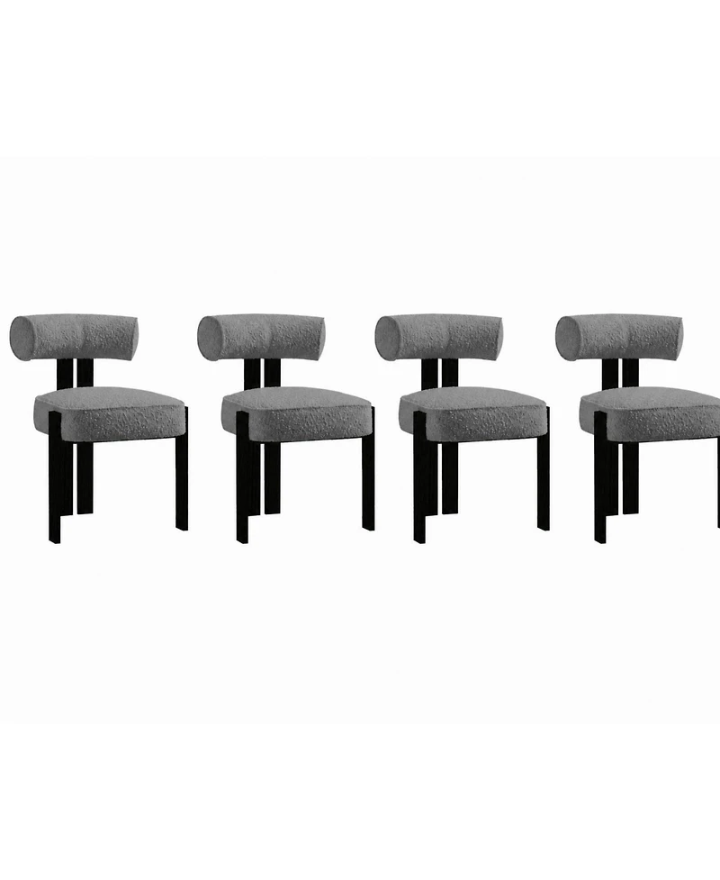 homfan -Piece Upholstered Boucle Dining Chair Set with Ergonomic Curved Back and Rubberwood Legs