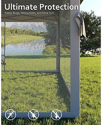 homfan One-Push Pop-Up Gazebo, 12x12 Ft Canopy Tent with Mosquito Netting, 4 Sandbags and Adjustable Height