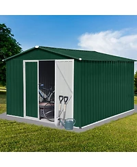 Mondawe 8 x 10 Feet Outdoor Metal Storage Shed with Apex Roof, Lockable Garden Tool Shed