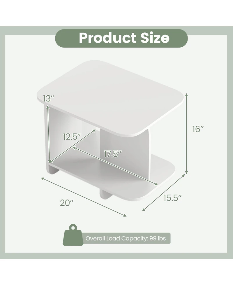 Slickblue Multi-Functional End Table with Storage Shelf, 2-Tier Design for Small Spaces