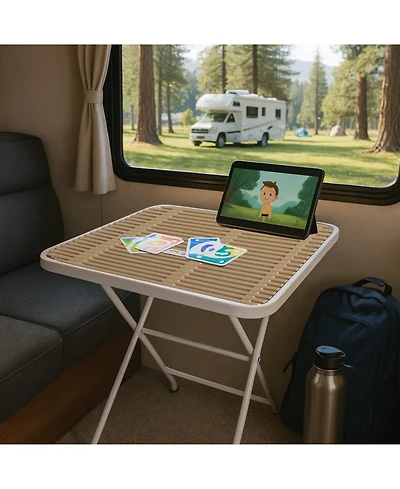 Mondawe Modern Folding Square Table, Polypropylene Tabletop with Metal Legs