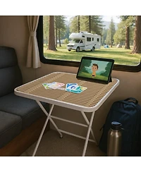 Mondawe Modern Folding Square Table, Polypropylene Tabletop with Metal Legs