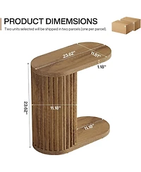 Tribesigns Fluted C-Shaped End Table, Modern Narrow Side Table with Oval Top and Storage Shelf, Accent Sofa Companion for Small Spaces