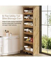 Tribesigns 72.83-Inch Tall Slim Storage Cart with Wheels, 6-Tier Narrow Rolling Utility Pantry Cart, Skinny Mobile Shelving Unit with Metal Handle