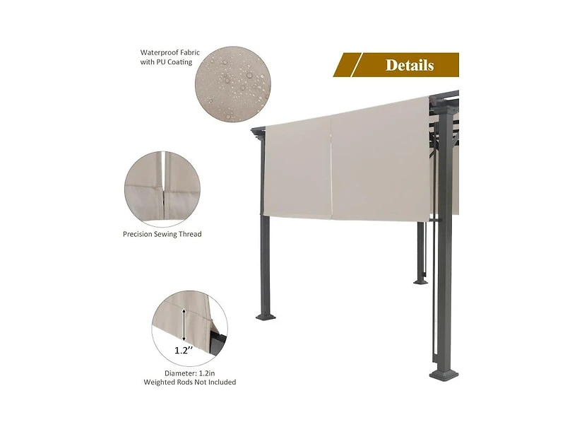 Sugift 16 ft x 4 ft Universal Replacement Pergola Canopy Sun Awning Set of 2 Pieces