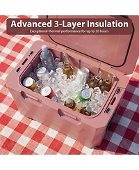 Sugift 37 Quart Insulated Hard Shell Ice Chest with 2 Cup Holders Bottle Opener and Drain Plug