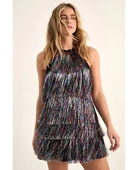 Nasty Gal Women's Tinsel Halter Neck Tiered Mini Dress
