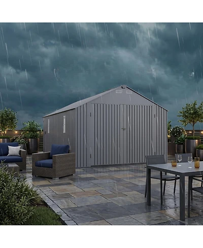 Homfan 12x20 Feet Heavy Duty Enclosed Metal Carport, Powder-Coated Steel Frame with Color Coated Steel Roof, 4 Windows and 2 Doors