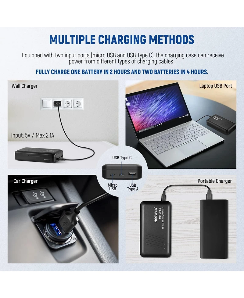 Neewer Lp-E6 Camera Battery and Charging Accessory with 2000 mAh for Canon 5D Mark Ii Iii 5D Mark Iv