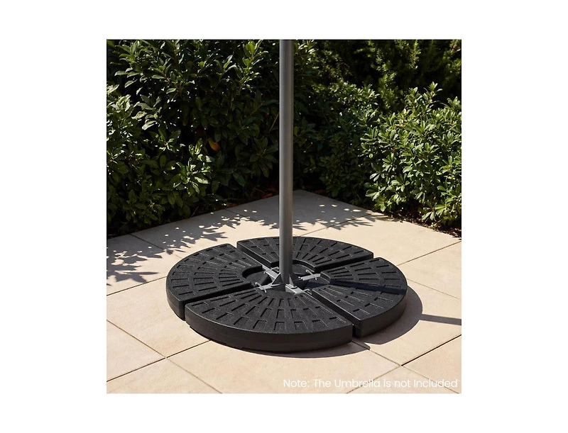 Lucky One 4 Piece Patio Umbrella Base 140 lbs Fillable with U Locking Pins Stand