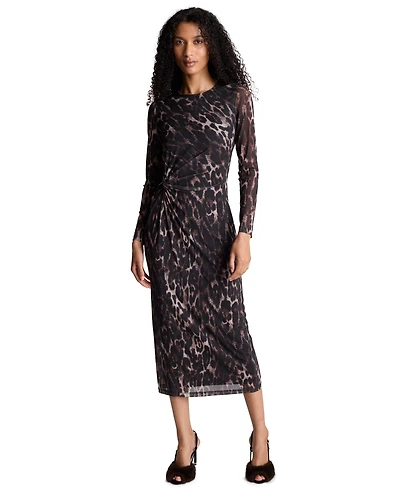Kenneth Cole Women's Knot Front Long-Sleeve Midi Dress