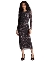 Kenneth Cole Women's Knot Front Long-Sleeve Midi Dress