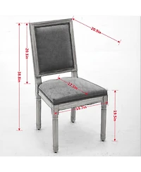Clihome French Decor Chairs Set of 2, Louis Dining Chairs with Square Backrest and Exquisitely Carved Solid Wood Frame for Living Room