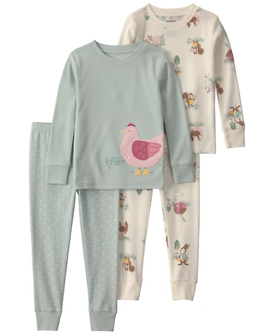 Carter's Baby Girls' Long-Sleeve Top and Pants, 4-Piece Set