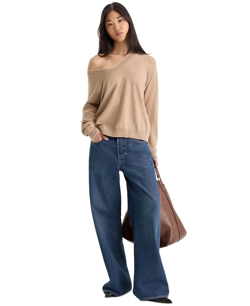 Good American Women's Cozy V-Neck Pull-On Sweater