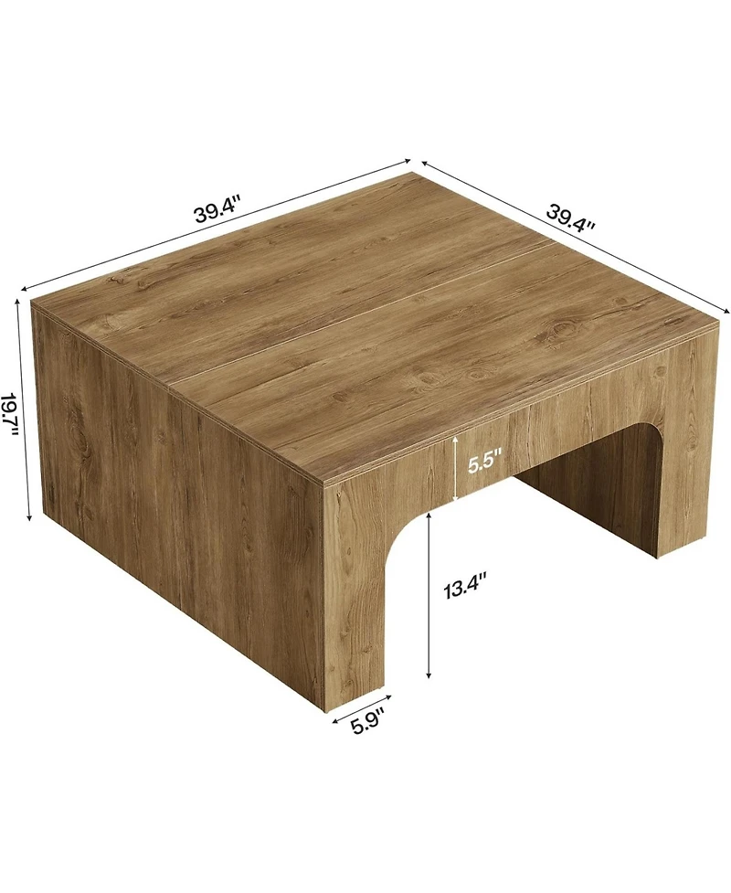 Tribesigns Square Wooden Coffee Table, 39" Large Coffee Table for Living Room