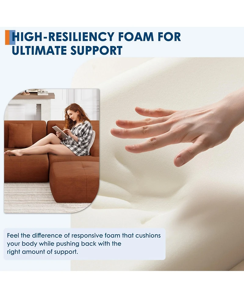 homfan Cozy Cloud-Like Loveseat Couch with Corduroy Fabric, Deep Seat Modular Sofa for Living Room, Bedroom, Small Spaces