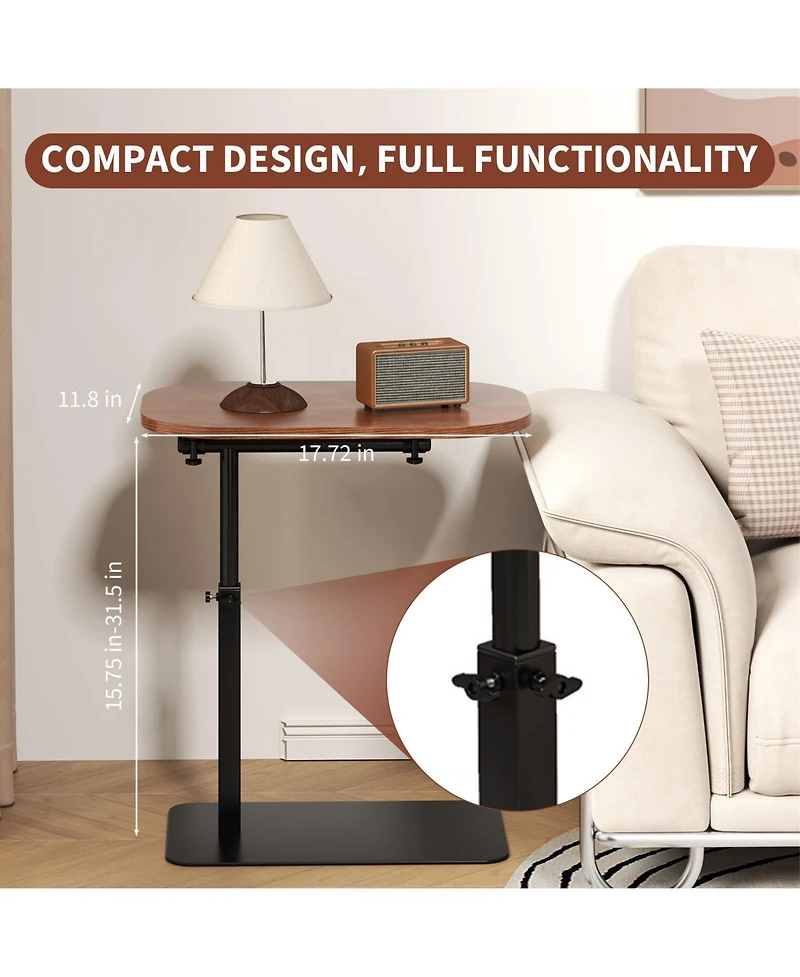 homfan Wood Color C-Shaped Side Table