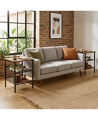 homfan 2-Piece 3-Tier Square End Table Set, Industrial Side Tables with Mesh Shelves and Metal Frame