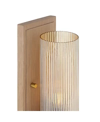 Stiffel Palais 12 1/2" High and Wood and Fluted Glass Wall Sconce