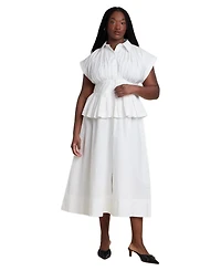 Eloquii Women's Plus Size Peplum Poplin Shirt Dress