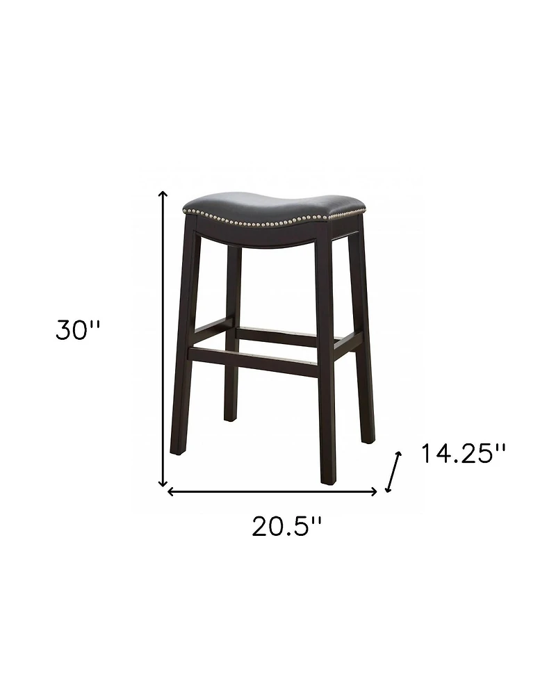 HomeRoots 31" Faux Leather and Solid Wood Backless Bar Height Bar Chair