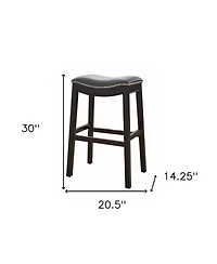 HomeRoots 31" Faux Leather and Solid Wood Backless Bar Height Bar Chair