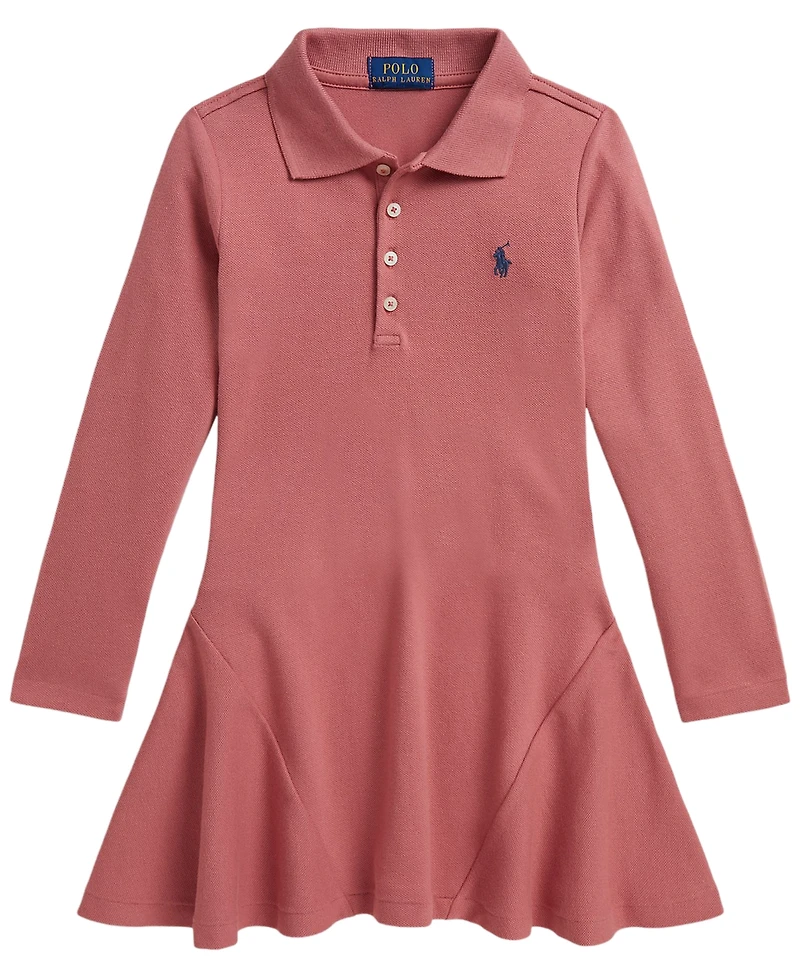 Polo Ralph Lauren Girls' 2T-6X Stretch Mesh Long-Sleeve Dress