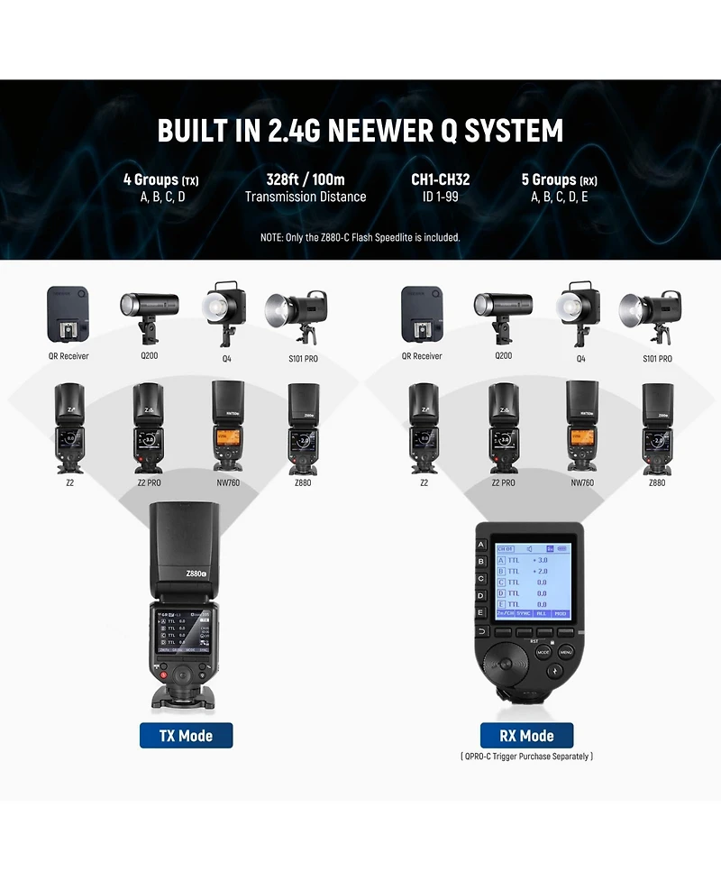 Neewer Z880-c Camera Flash with 76Ws, 3000mAh, Ttl for Canon