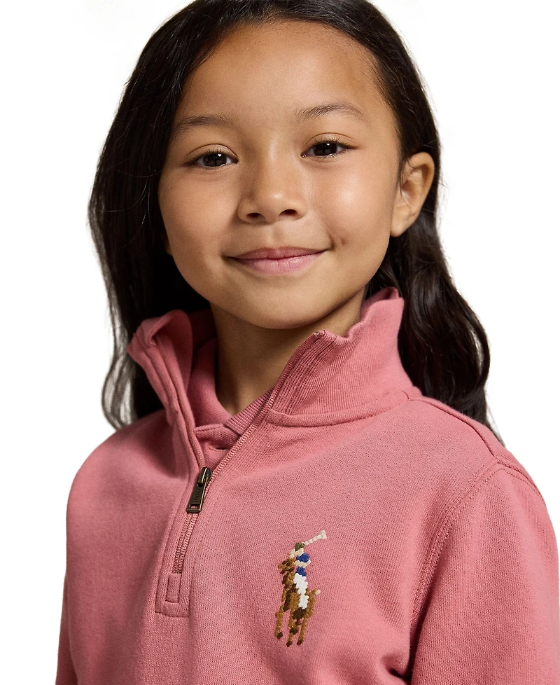 Polo Ralph Lauren Girls' 2T-6X Quarter-Zip Long-Sleeve Sweatshirt