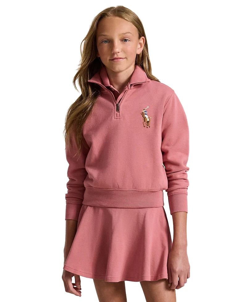 Polo Ralph Lauren Girls' 7-16 Quarter-Zip Long-Sleeve Sweatshirt