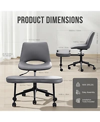homfan Ergonomic Cross Legged Chair with Lumbar Support, 360degree(s) Swivel Meditation Chair with Wheels, Adjustable Height, Pu Leather