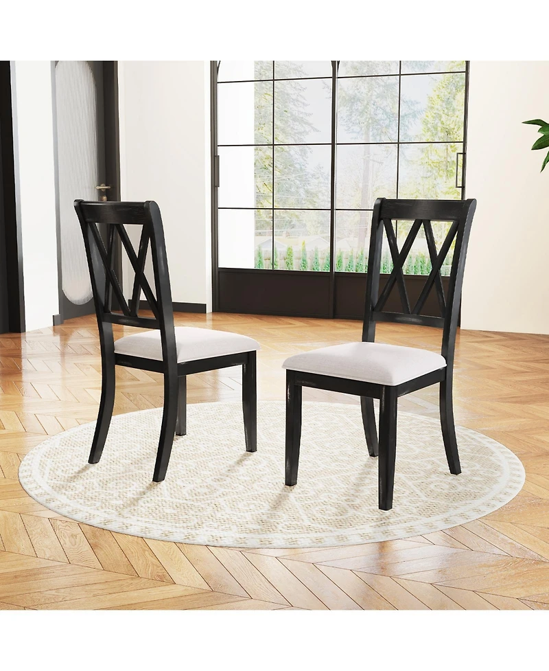 Slickblue Dining Chairs Set of 2 Kitchen Side Chairs with Curved Cross Back