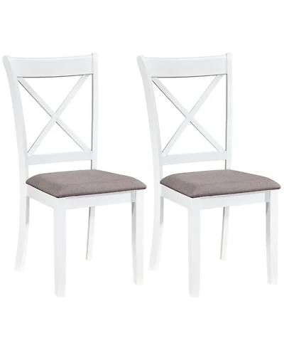 Slickblue Set of 2 Rubber Wood Dining Chairs with Padded Seat and Backrest