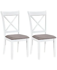 Slickblue Set of 2 Rubber Wood Dining Chairs with Padded Seat and Backrest