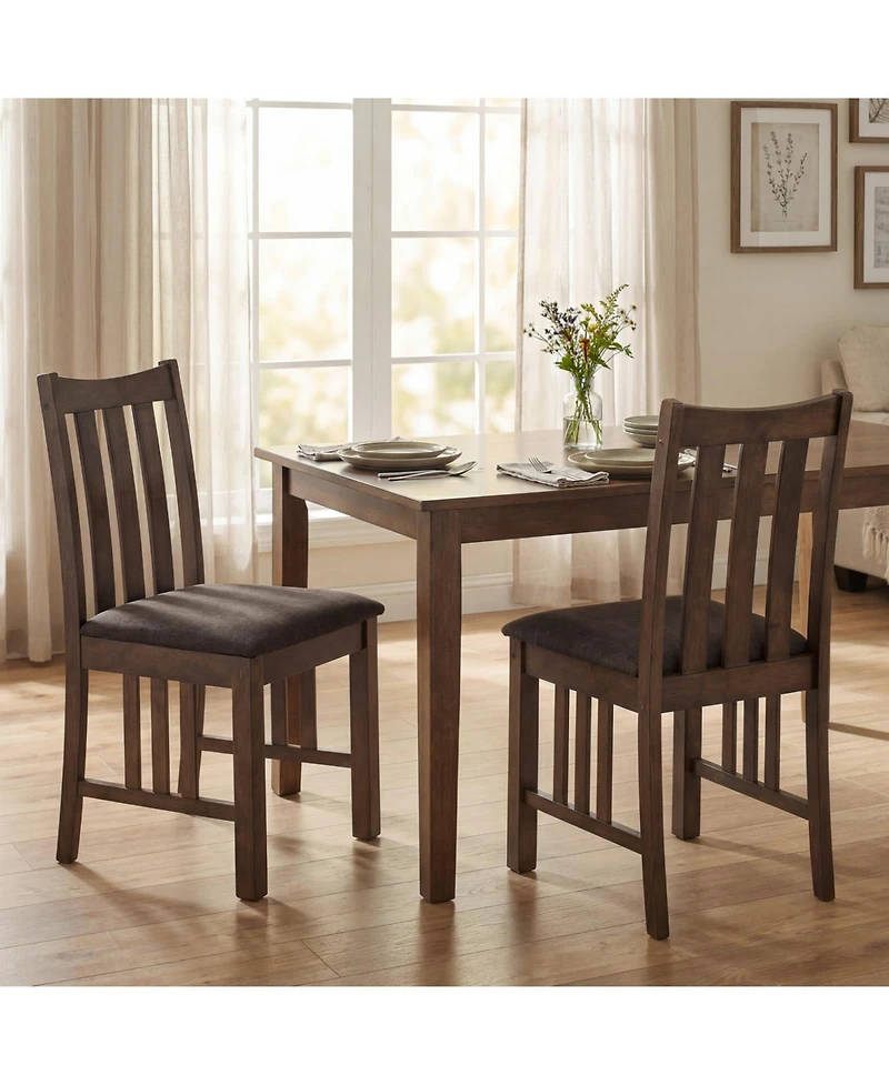 Slickblue Solid Rubber Wood Dining Side Chairs Set of 2 Slat Back Design