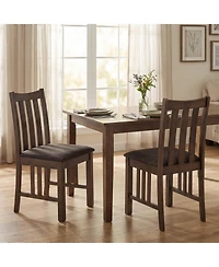 Slickblue Solid Rubber Wood Dining Side Chairs Set of 2 Slat Back Design