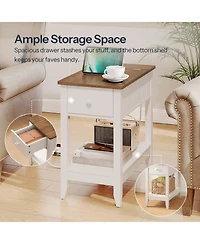 Slickblue Living Room Side Table with Power Station, Usb Ports and Ac Outlets